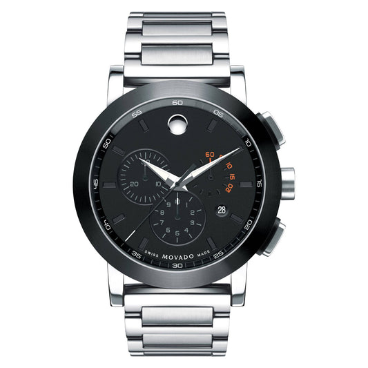 Montre chronographe Movado Museum pour homme, cadran gris, acier inoxydable