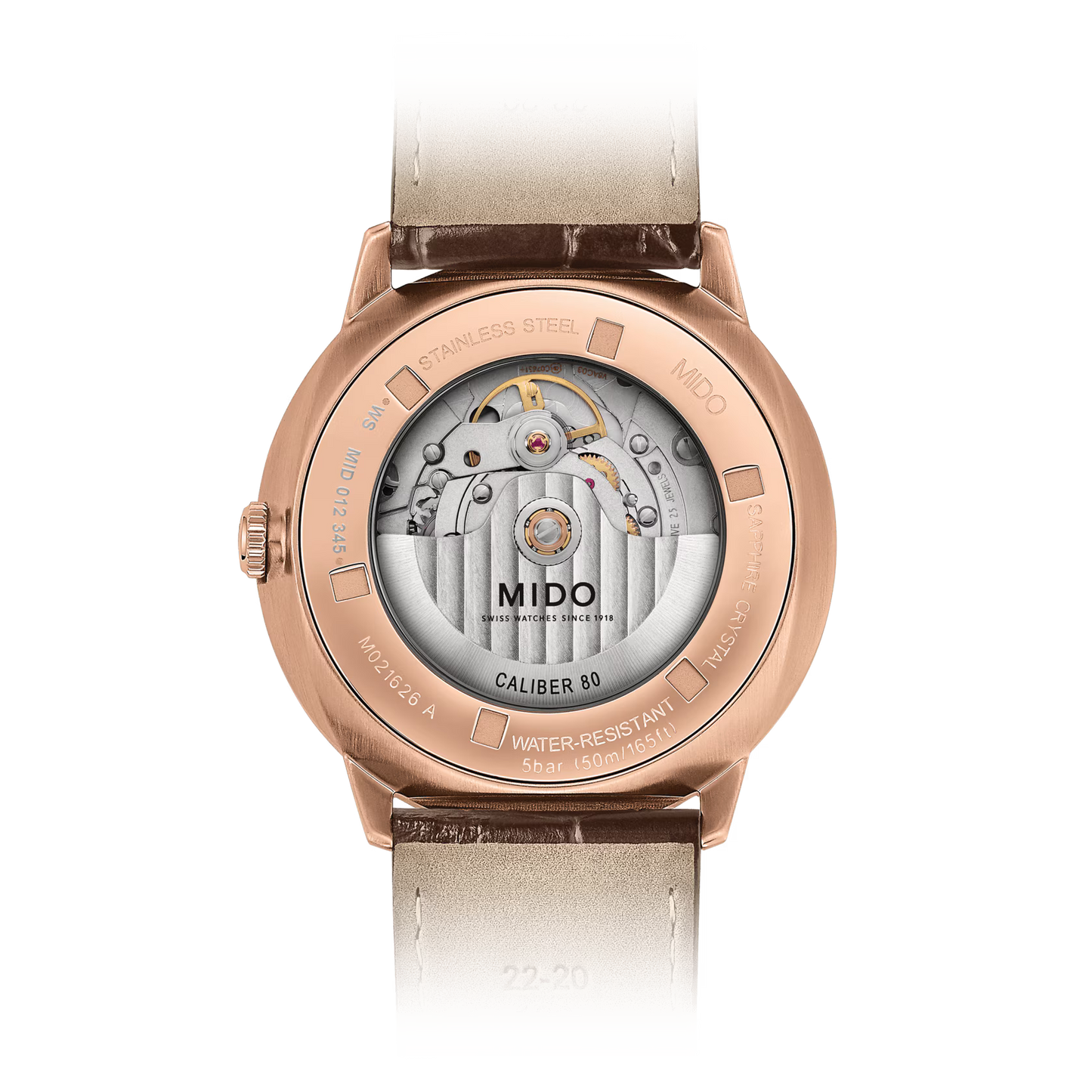 Mido Commander Big Date (Bleu, Or Rose, Bracelet Cuir)