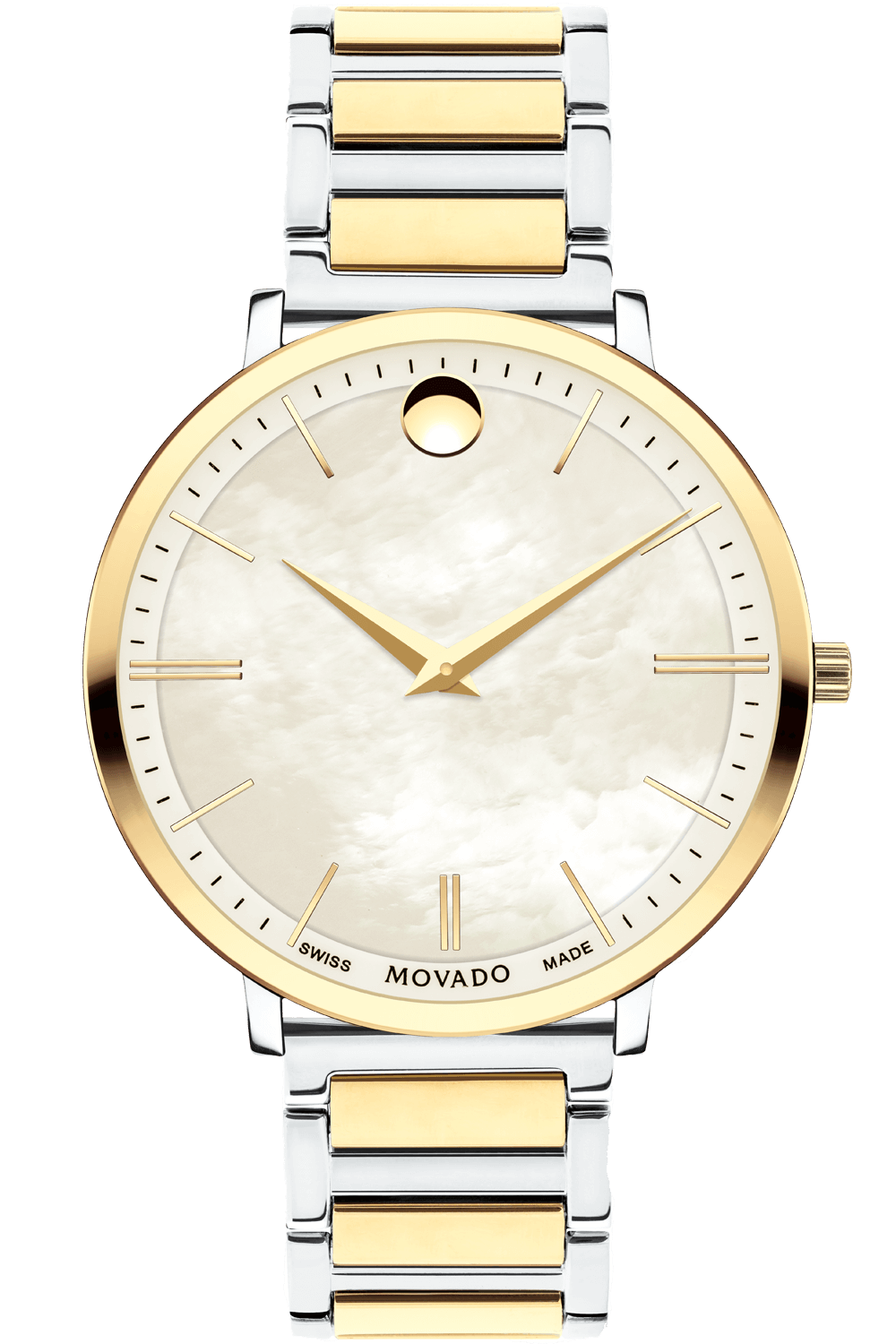 Montre femme Movado ultra fine avec cadran en nacre bicolore