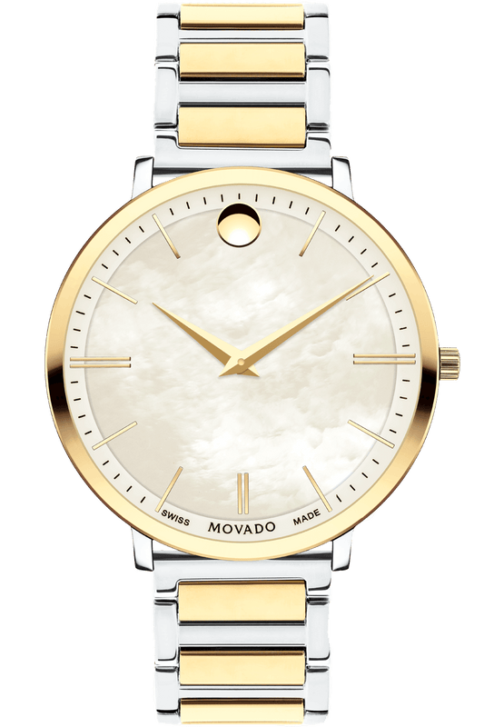 Montre femme Movado ultra fine avec cadran en nacre bicolore