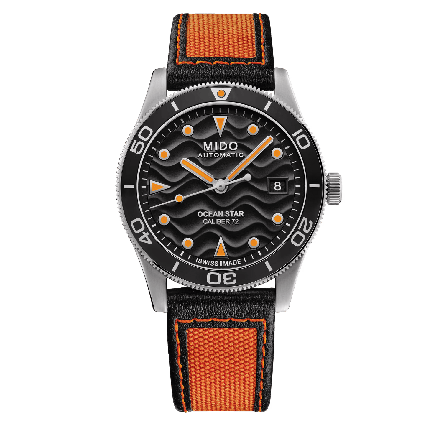 Mido Ocean Star 39 Orange sur bracelet en cuir