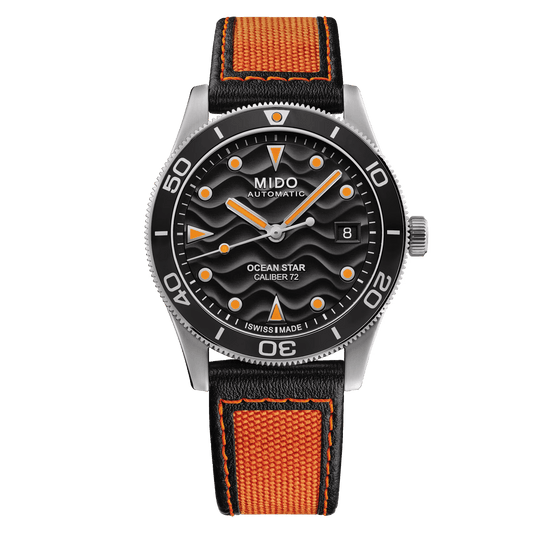 Mido Ocean Star 39 Orange sur bracelet en cuir