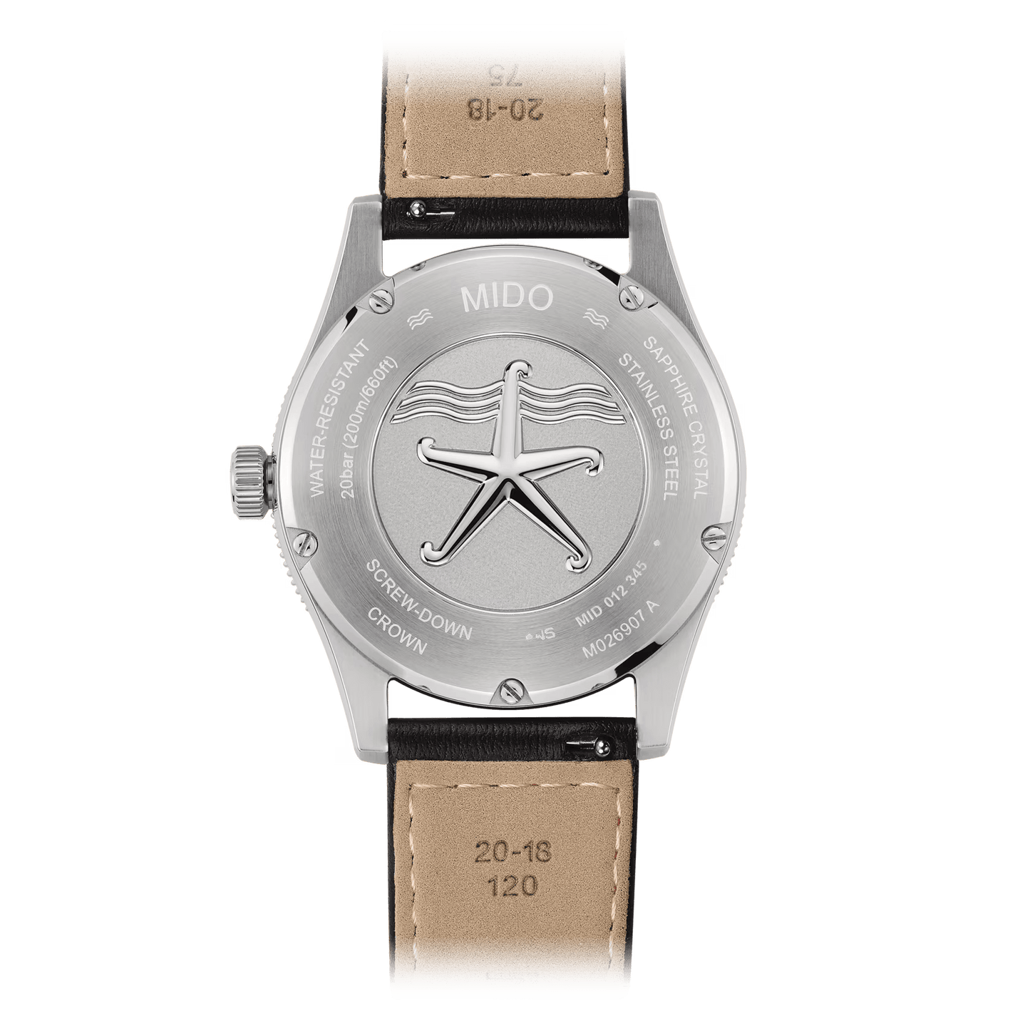Mido Ocean Star 39 Orange sur bracelet en cuir