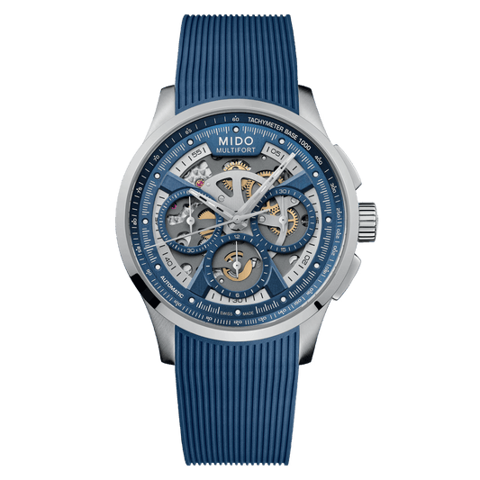 Chronographe squelette Mido Multifort Bleu