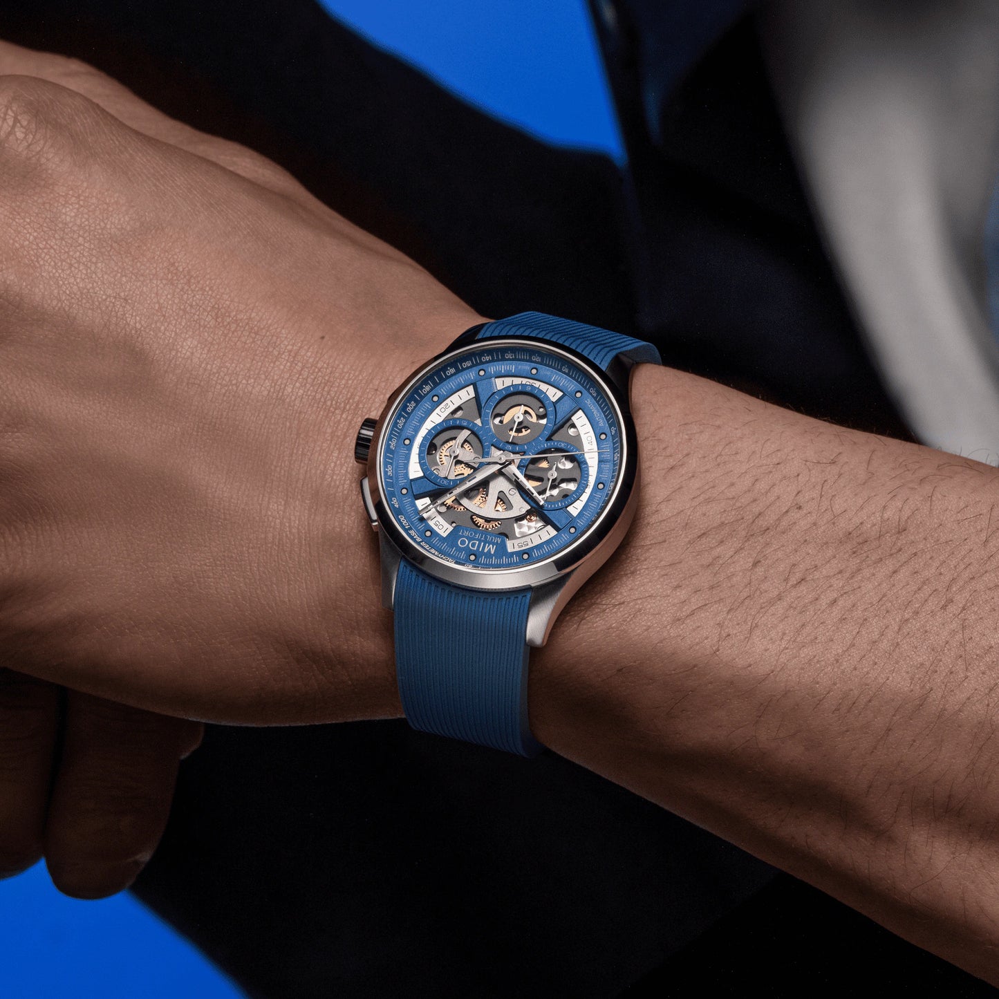 Mido Multifort Skeleton Chronograph Blue