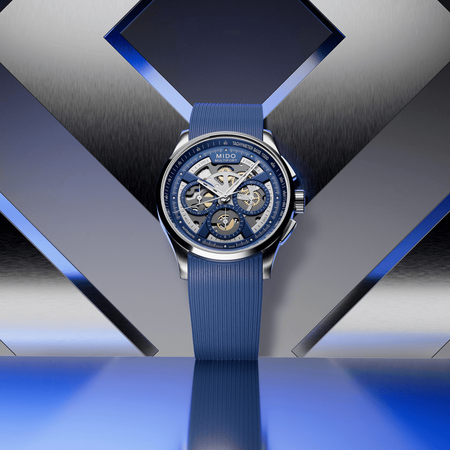 Mido Multifort Skeleton Chronograph Blue