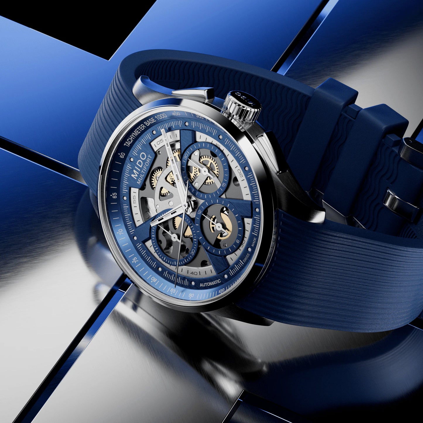 Mido Multifort Skeleton Chronograph Blue