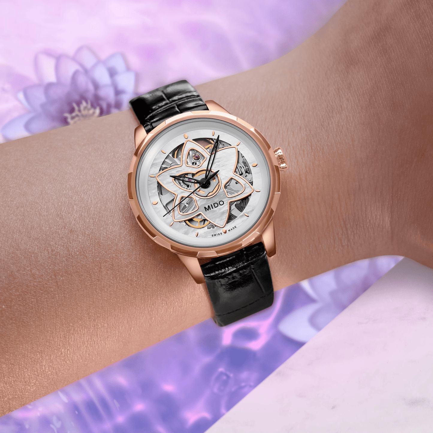 Mido Rainflower Blossom Rose Gold