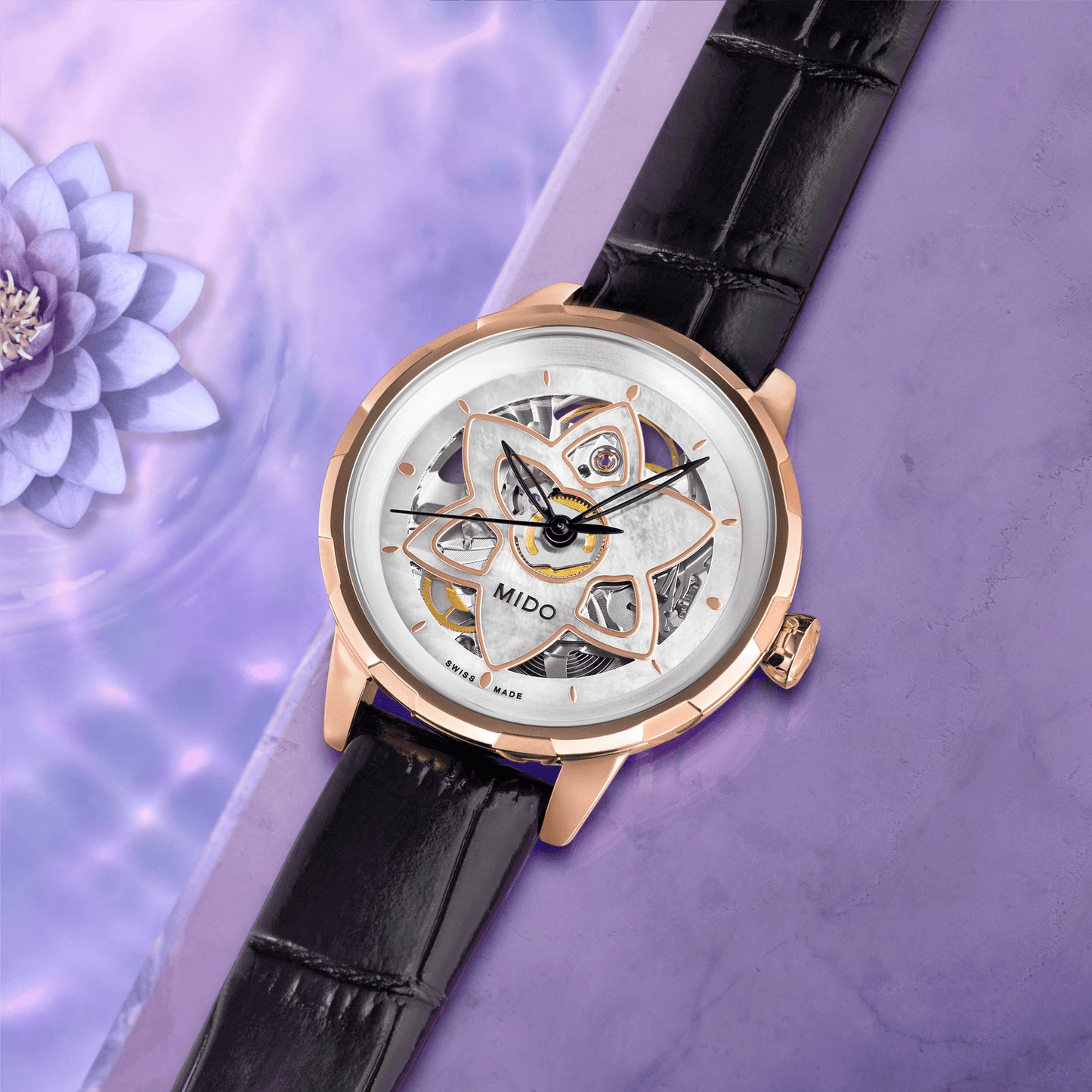 Mido Rainflower Blossom Rose Gold