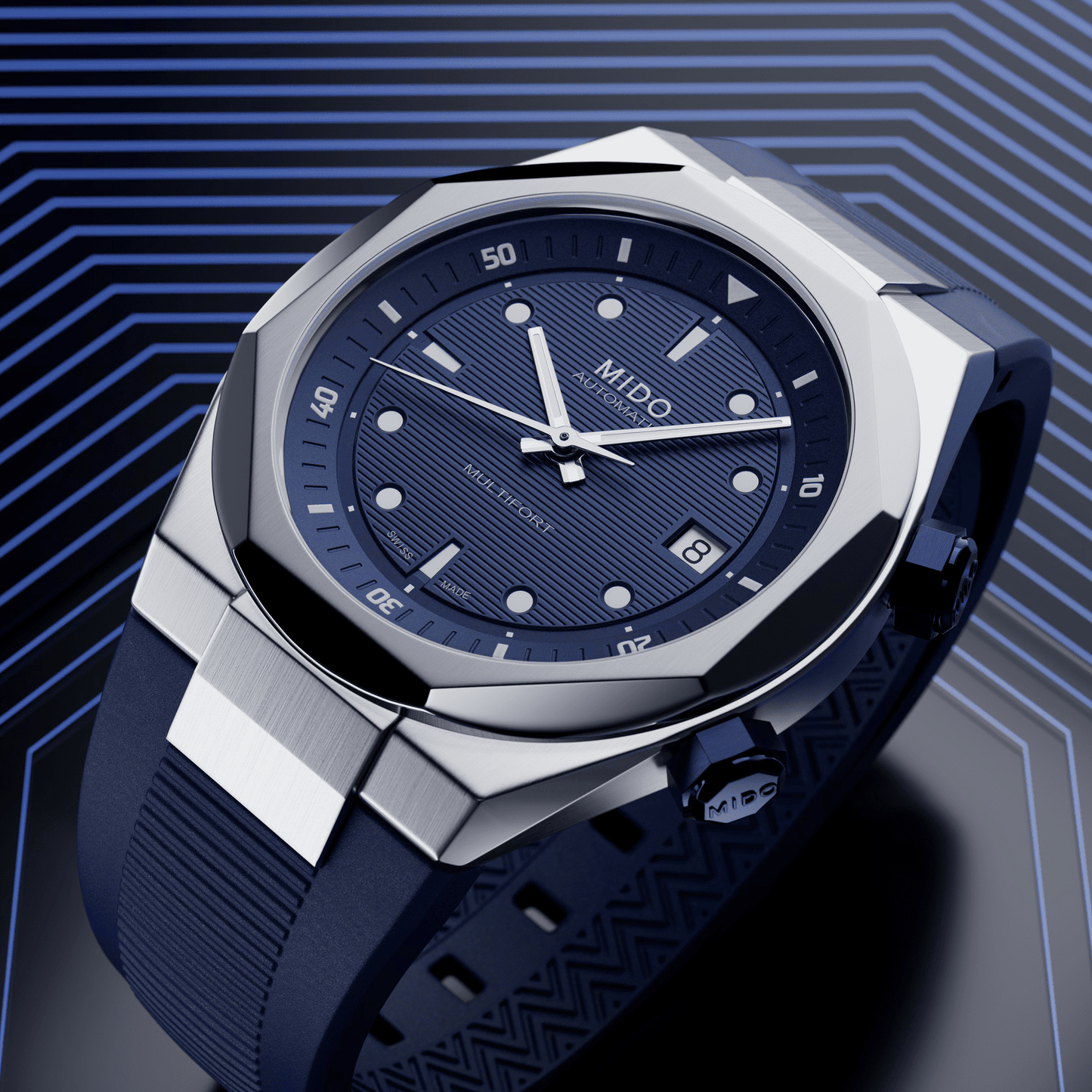 Multifort 8 Two Crowns (Bleu, Bracelet en caoutchouc)