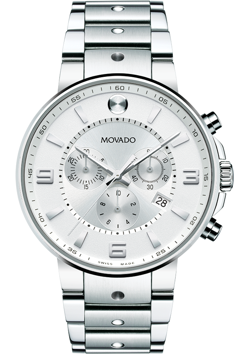 Montre chronographe Movado SE Pilot pour homme avec cadran argenté