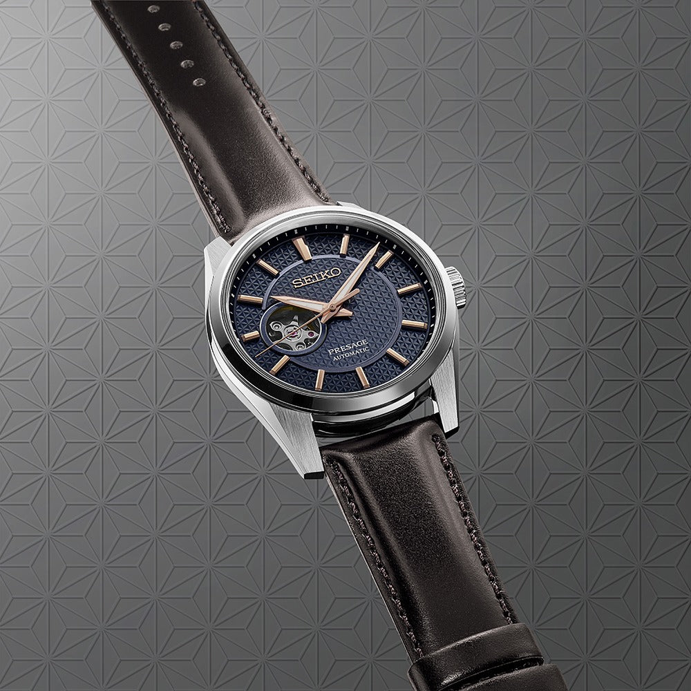 Montre automatique Seiko Presage, cadran bleu, 40 mm, série Sharp Edge SPB311