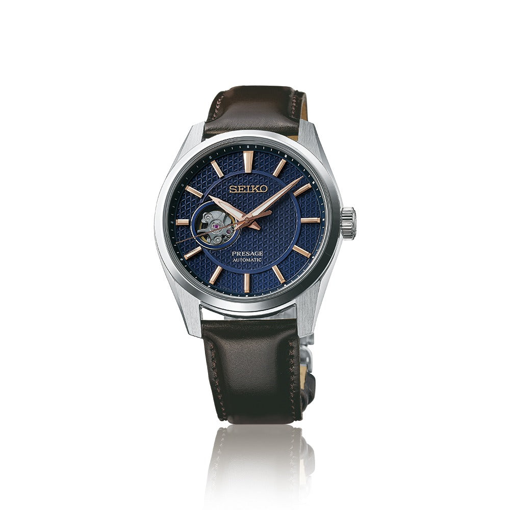 Montre automatique Seiko Presage, cadran bleu, 40 mm, série Sharp Edge SPB311