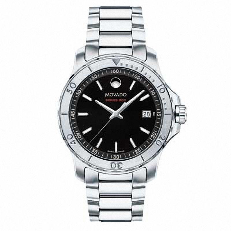 Montre Movado série 800 pour homme, cadran noir, acier inoxydable