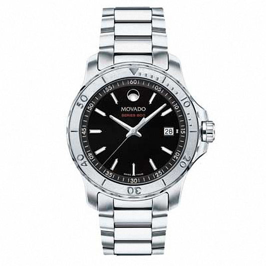 Montre Movado série 800 pour homme, cadran noir, acier inoxydable