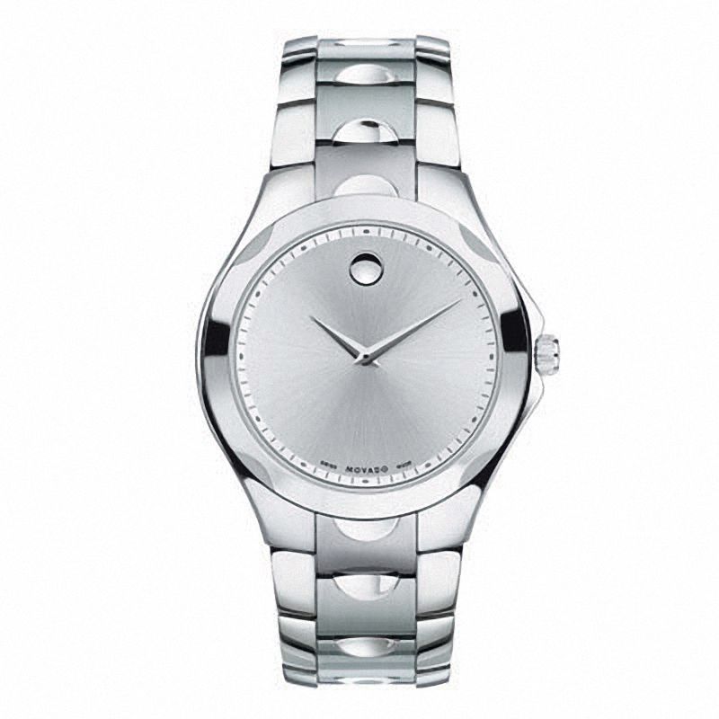 Montre Movado Luno pour homme, cadran argenté, acier inoxydable