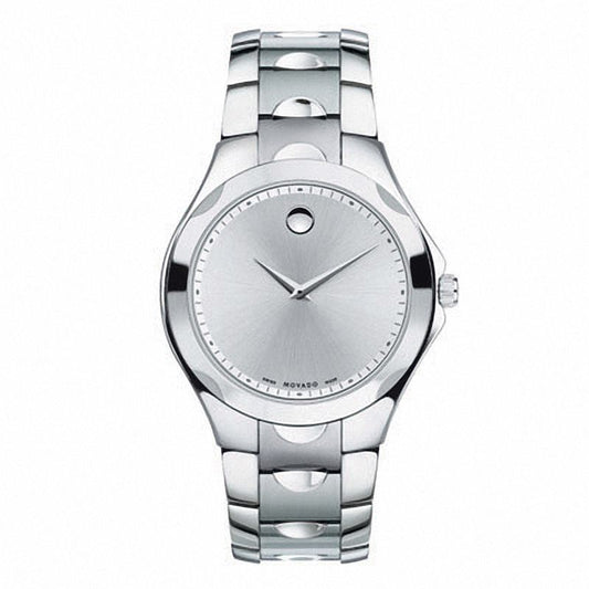 Montre Movado Luno pour homme, cadran argenté, acier inoxydable
