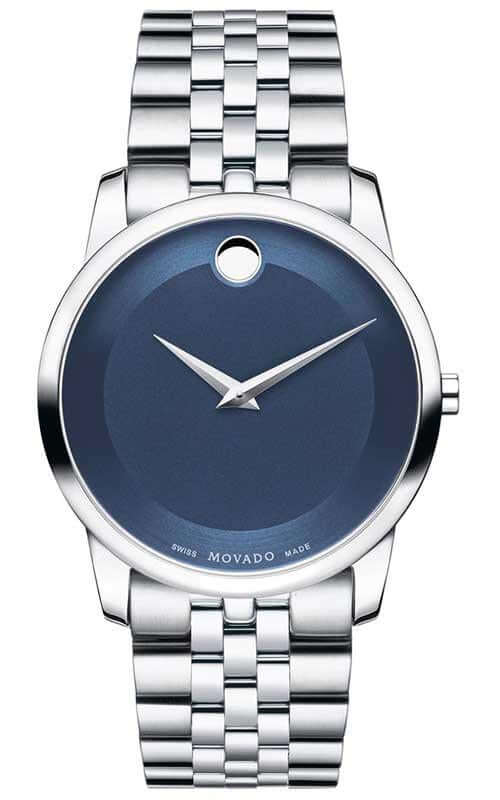 Montre homme Movado Museum Quartz avec cadran bleu métallisé