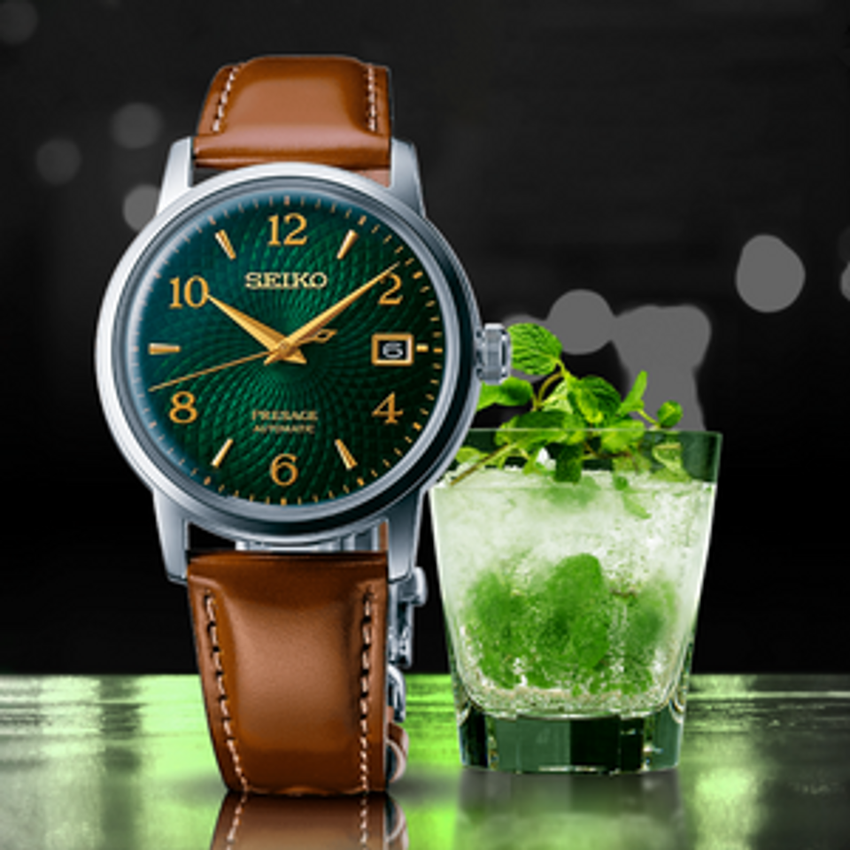 Cocktail Seiko Presage « Mojito » et Negroni